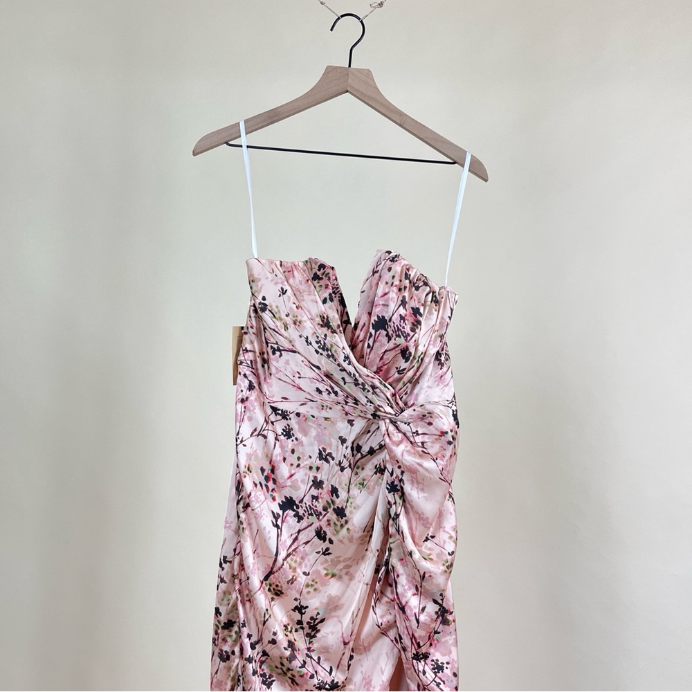 Katie May Pink and Brown Ruched Strapless Gown - Picture 8 of 13